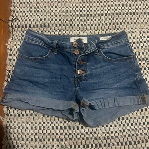 PacSun Dark Blue Button-Front Denim Shorts